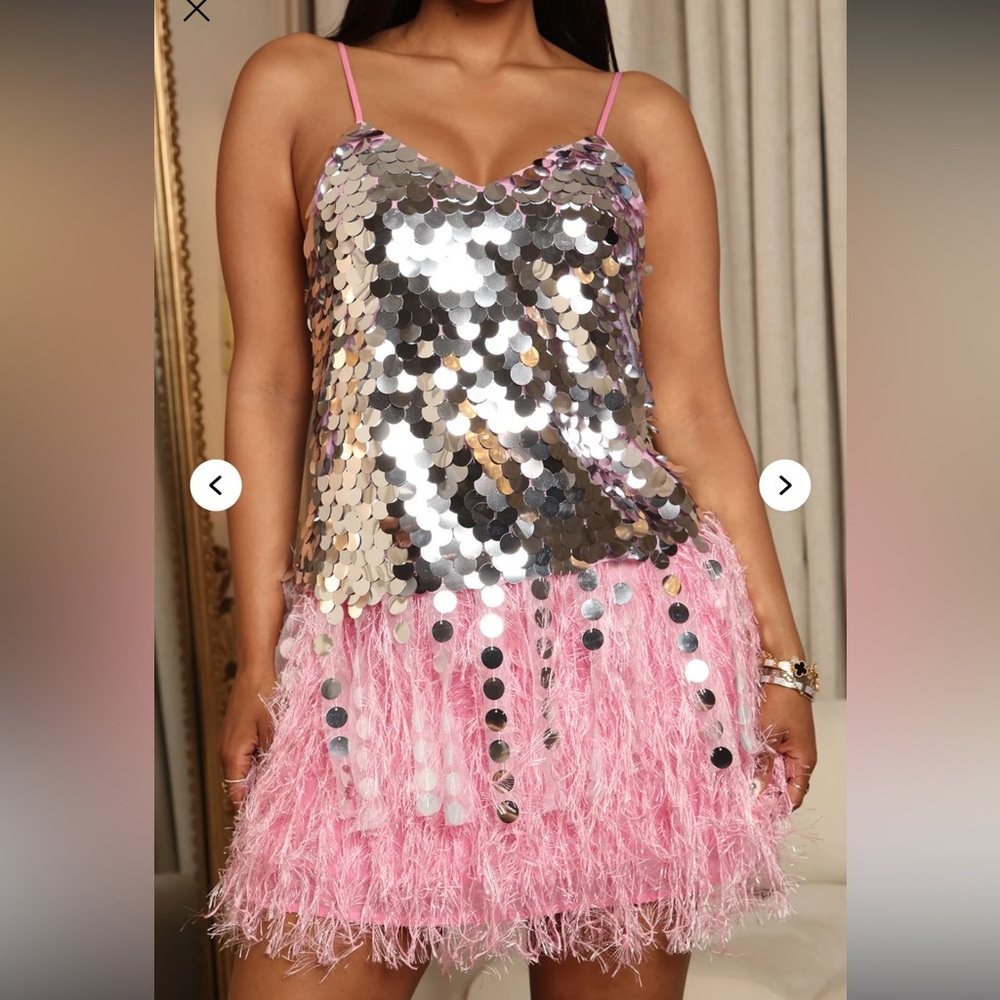 Fashion Nova Sequin and Feather Mini Dress - Picture 4 of 6